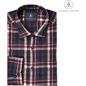 Chris Cayne heren overhemd - overhemd 1005 - rood/blauw ruit - LM - maat XXL