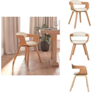 vidaXL Eetkamerstoel - Eetkamerstoelen - Eetzaalstoel - Eetzaalstoelen - Eetkamerstoel kunstleer en gebogen hout crèmekleurig