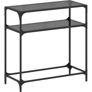 vidaXL Wandtafel - Wandtafels - Bijzettafel - Console Tafel - Wandtafel met zwart glazen blad 80x35x81 cm staal