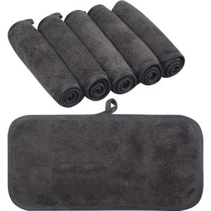 KinHwa Herbruikbare Make-up Remover Doek Microvezel Gezichtsreinigingsdoekjes Ultrazachte washandjes met alleen water 15cmx30cm 6 stuks - Donkergrijs