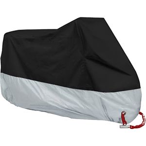 Motorhoes XXXXL Indoor Scooter cover - UV-bescherming - Regendicht - Stofdicht - Slot Gat - Waterdicht - Zwart Zilver - Outdoor Cover - 4XL. Motorhoes