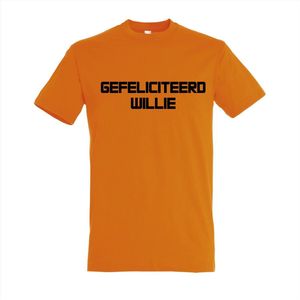 GEFELICITEERD WILLIE - KONINGSDAG -shirt - 100% Katoen - Maat S - Classic Fit - Oranje