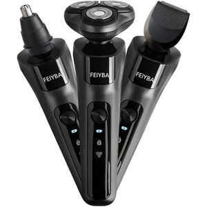 3koppen FEIYBA 3in1 Scheerapparaat - Usb Oplaadbare Body Shaver + Precisie/Baardtrimmer + Neustrimmer - Voor perfecte Lichaamshaar verzorging voor Dames en Heren - Kleur: Zwart