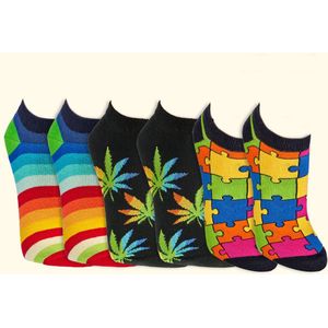 Voordeelbundel sneakersokken | Grappige sokken | Thema: Kleurrijk | Maat: 36-41 / 42-47 | 6 paar