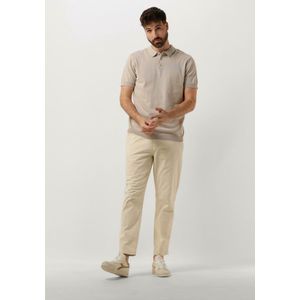PURE PATH Knitted Shortsleeve Polo Button Up With Chest Embroidery Polo's & T-shirts Heren - Polo shirt - Zand - Maat M