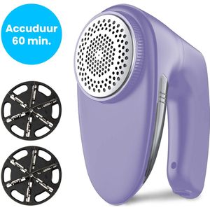 Auronic - Elektrische Pluizenverwijderaar - Draadloos - Pluizentondeuse - Paars - Accuduur 60 minuten - 2 Extra Opzetstukken