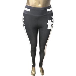 Dames Legging - Sportlegging - High Waist - Zwart/Wit - Maat M/L (244)