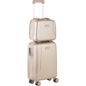 CarryOn Skyhopper Handbagage en Beautycase - 55cm TSA Trolley en Make-up koffer - Champagne