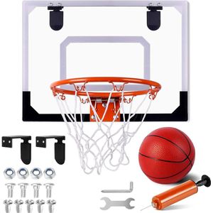 Mini-basketbalkorf voor kinderen en volwassenen, basketbalkorf, indoor mini-basketbalset voor deur, hangende kamer, met bal en luchtpomp, sportspeelset, cadeaus voor jongens en meisjes