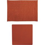 MSV Douche anti-slip mat en droogloop mat - Sevilla badkamer set - rubber/microvezel - terracotta