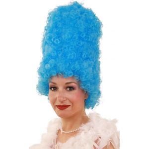 KIMU Luxe Hoge Pruik Marge Simpson Blauw - met Gratis 2x Haarnetje - Rococo Hofdame Markiezin Barok Suikerspin Marie Anoinette Simpsons Festival