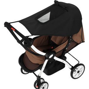 Kinderwagen Zonnedoek - UV bescherming - Buggy - Zonnescherm - Zwart - Universeel - Met opening / kijkgat - Luifel - Zonneklep