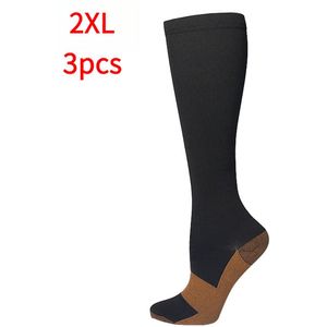 Koperen compressiekousen 3 paar 20-30 mm Hg gegradueerde ondersteuning Heren Dames 2XL