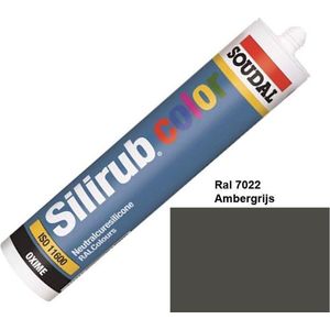 Soudal Silirub Color - Siliconekit - Montagekit - ook voor sanitaire - koker 310 ml - RAL 7022 - Schaduwgrijs