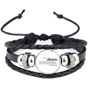 Akyol - voor de allerbeste bonuspapa van de wereld armband zwart - Papa - de beste bonusvader - vader cadeautjes - vaderdag - verjaardagscadeau - verjaardag - cadeau - geschenk - kado - gift - vader artikelen