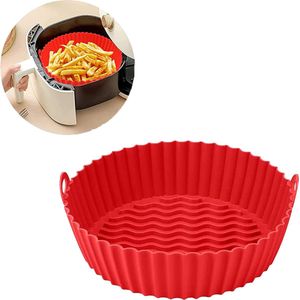 Premium Ronde Siliconen Bakplaat voor AirFryers Rood – AirFryer Accesoires – AirFryer Bakjes Siliconen – AirFryer Siliconen Bakje – AirFryer Bakpapier Siliconen – AirFryer Bakpapier XXL – AirFryer Bakje – AirFryer Bakvorm Siliconen