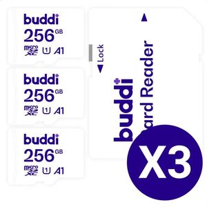Buddi MicroSDXC Geheugenkaart met SD Adapter 256GB - 3-Pack
