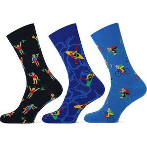 Teckel - Limited Edition - 3 Paar Sokken - Kano/Fietsen/Gewichtheffen - 70% Katoen - Maat 36/42