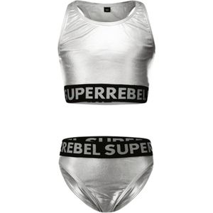 SuperRebel R501-5003 Meisjes tanktop bikini-silver foil-Maat 16-176