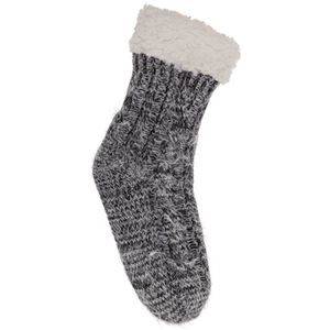 Dames huissokken met antislip - fluffy sokken - warme huissokken - anti slip sokken - hut sokken - pluizig zwart - one size - 36-42