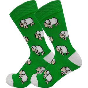 Groene Sokken met Schapen - maat 37-43 - Grappig Sokken voor dames/heren - Boerderij/Dieren
