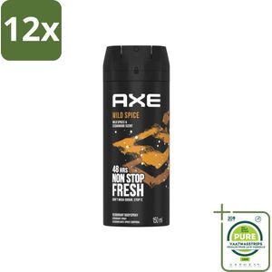 Axe - Deodorant Bodyspray - 48hrs Non Stop Fresh - Wild Spice - Wild Spices & Cedarwood - 150 ml - Voordeelverpakking - 12 stuks - Deodorant - Bodyspray