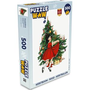 Puzzel Kerstboom - Kunst - Kerstballen - Kerstmis - Legpuzzel - Puzzel 500 stukjes - Kerst - Cadeau - Kerstcadeau voor mannen, vrouwen en kinderen