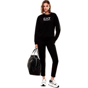 EA7voor vrouwen. 7W000115_AF13135 Stretch katoenen joggingbroek met beige logo (S), Casual, Sportief, Meerdere sporten, Lange mouwen