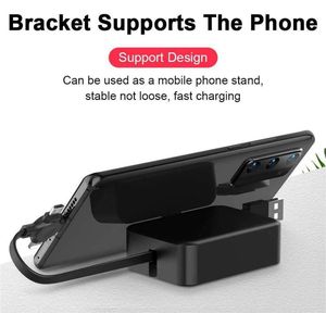 Intrekbare USB Type C Snel Opladen Kabel - 3 in 1 Oplaadkabel - Roll Mobiele Telefoonhouder - Compatibel met Micro en Type-C - Mobiele Telefoons Tabletten .
