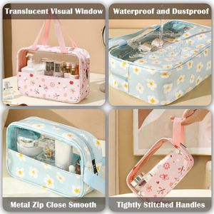 Complete Make up koffer - 3 stuks toilettas voor op reis - transparant pvc - ritssluiting - make-up handtassen - waterdichte make-uptas - toilettas draagbare make-uptas voor mannen en vrouwen Complete Make up koffer