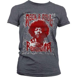 Jimi Hendrix Dames Tshirt -M- Rock 'n Roll Forever Grijs