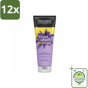 John Frieda – Conditioner – Sheer Blonde Colour Renew Zilver – Neutraliseert gele tonen – 250 ml - Voordeelverpakking - 12 stuks - Zilverconditioner - Geel neutraliseren