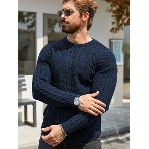 Herfst-Winter Casual Trui voor Mannen - Zachte Stretch Ronde Hals Pullover met Ribdetails, Machine Wasbaar H-Silhouet Regular Fit voor Dagelijks Comfort, Kleding voor Koude Weer, Klassieke Breikleding, Duurzame Constructie, Seizoenskleding