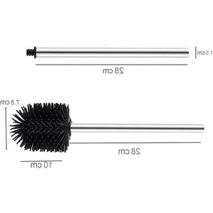 Bath Brushes 2 Pieces Toilet Brush Replacement Brush Stainless Steel 8 x 35 x 8 cm Black