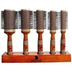Hector Maxi Flow Metal Brush Set - Borstel set - Haarborstels - Massief Hout - 5 Stuks