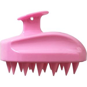 Haarborstel shampoo, hoofdhuid massageborstel, handmatige hoofdhuid massageborstel voor nat en droog, zachte siliconen borstelharen verzorgen de hoofdhuid, bevorderen de haargroei (roze)
