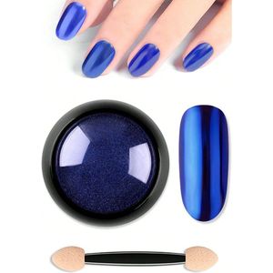 GUAPÀ® Holografische Poeder | Nail Art Glitter Poeder | Nagelversiering | Metallic Nails | Chrome nails | Navy Blauw