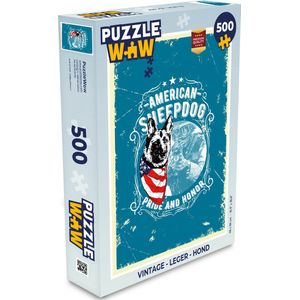 Puzzel Vintage - Leger - Hond - Legpuzzel - Puzzel 500 stukjes