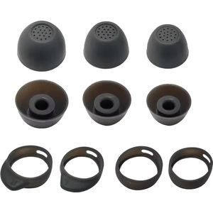 Ibley Siliconen oortips voor Galaxy Buds FE grijs - Siliconen Earplug - S/M/L formaat - 3 paar - 3 maten - Inclusief 2 paar haken - S/L formaat