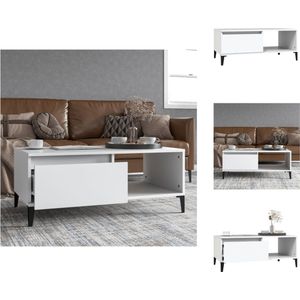 vidaXL Salontafel Industriële Stijl - 90 x 50 x 36.5 cm - Wit - Tafel