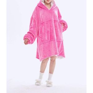Cuddle Hoodie - Plaid met mouwen - Fleece plaid - Cadeau voor vrouw - Moederdag - Moederdag geschenk - moederdag cadeautje - Suggie - Hoodie deken - Roze - Huggle hoodie - lekker zacht en dikke stof