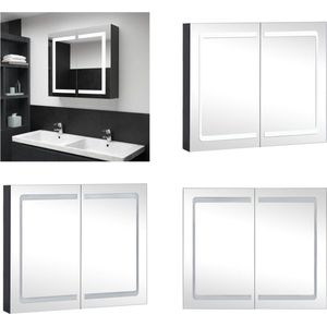 vidaXL Badkamerkast met spiegel en LED 80x12-2x68 cm - Badkamerkast - Badkamerkasten - Medicijnenkastje - Medicijnenkastjes