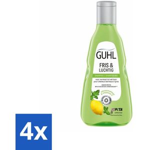 4 x Guhl - Shampoo - Fris & Luchtig - 250 ml - Haarverzorging - Shampoo - Fris Haar - Luchtig Haar - Vet Haar
