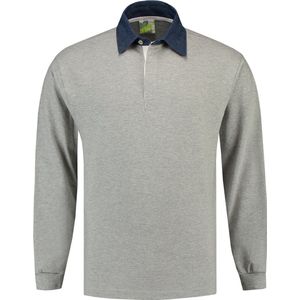 L&S Rugby Shirt voor heren in de kleur Grey Heather maat M