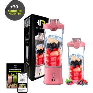 ReyFit Sports Draagbare Blender 600ML - Smoothie Maker - Ijsbreker - Blender to go - Portable Blender - Draadloos - USB Oplaadbaar - 280W - Roze