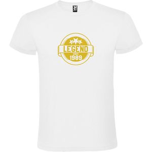 Wit T-Shirt met “Legend sinds 1989 “ Afbeelding Goud Size XXXXL