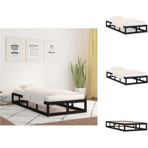 vidaXL Bedframe - Hout - Eenpersoons - 195.5 x 80.5 x 28 cm - Zwart - Bed