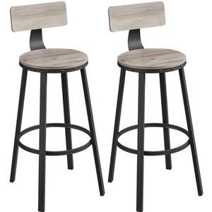 FURNIBELLA-Set van 2 Barkrukken – Greige & Zwart, Stijlvol Design