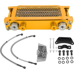 Motorcycles 4 Rows Motorcycle Oil Cooler Set Engine Oil Cooler Set Monkey 50cc To 110cc Moto Oil Cooler Dirt Engine Oil Cooler Cooling Engine Radiator GOLD .