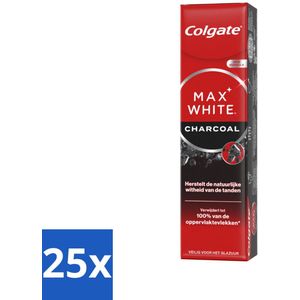 25 x Colgate - Tandpasta - Max White - Charcoal - 75 ml - Frisse Adem - Glazuur - Whitening - Mondgevoel